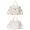 Bear/Flower Quilted Mommy Bag Multifunctional Crossbody Maternity Bag Cotton Messenger Shoulder Bag Adjustable Strap Luggage Bag