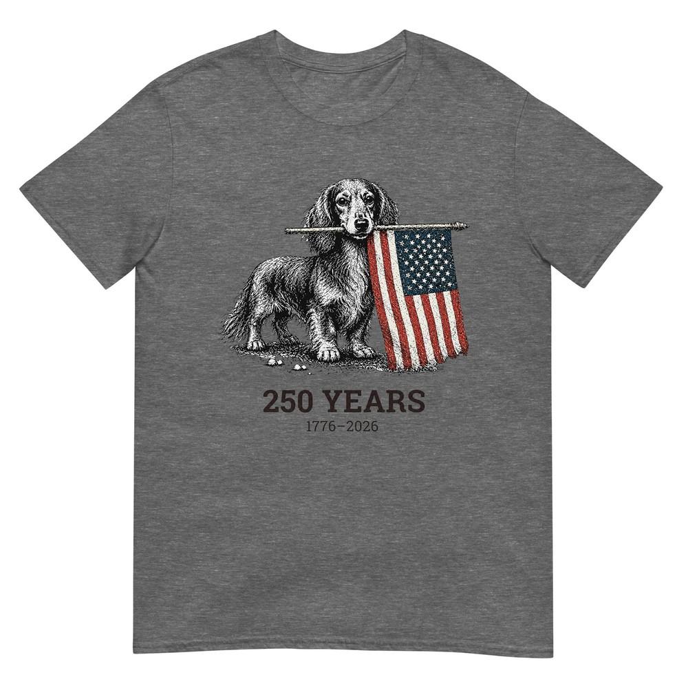 Cute Long Haired Dachshund American Flag 250 Years 17762026 TShirt