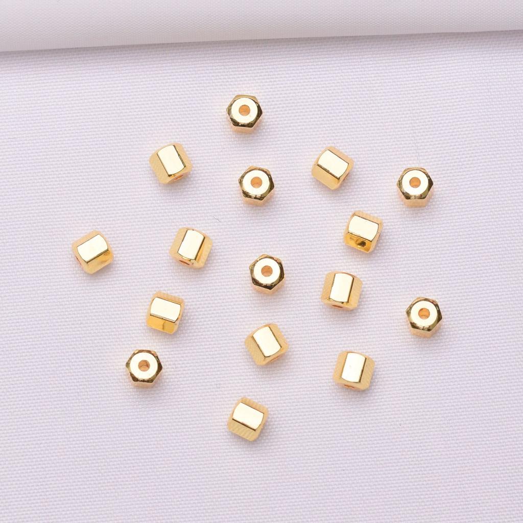 10 шт. 18-каратный золотой пакет, сохраняющий цвет, твердые цилиндрические бусины, разделители, бисер, браслет ручной работы, ожерелье, ювелирные изделия, аксессуары, свободные бусины