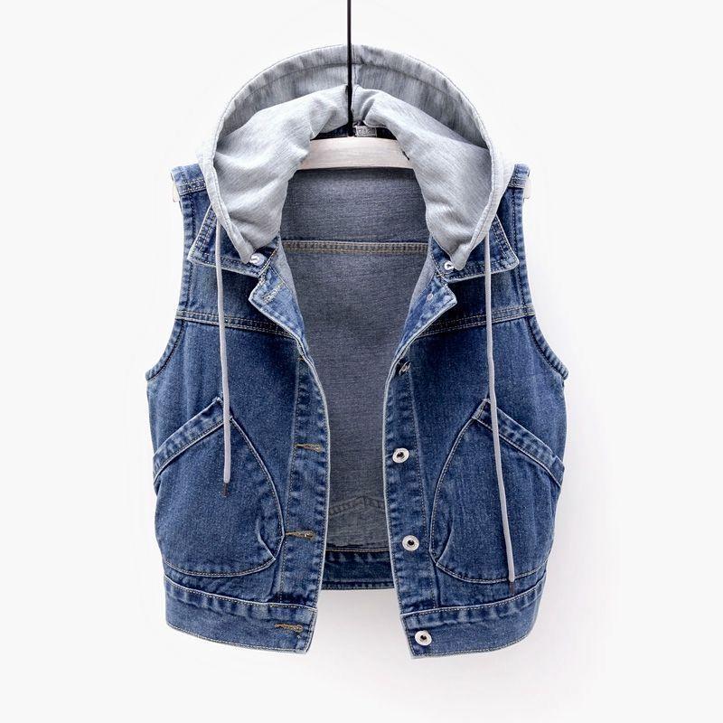 Denim Vest Women's Spring and Autumn Short Loose Korean Sleeveless Jacket Vest Waistcoat