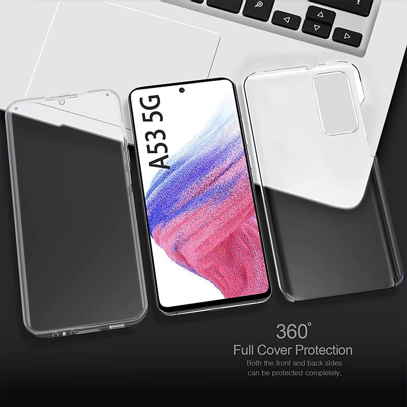 Прозрачный чехол для защиты всего тела на 360 градусов для Samsung Galaxy A53 A33 A73 A22 A13 A32 A52 A12 A51 S21 Plus S22 Ультра прозрачный силиконовый двусторонний чехол
