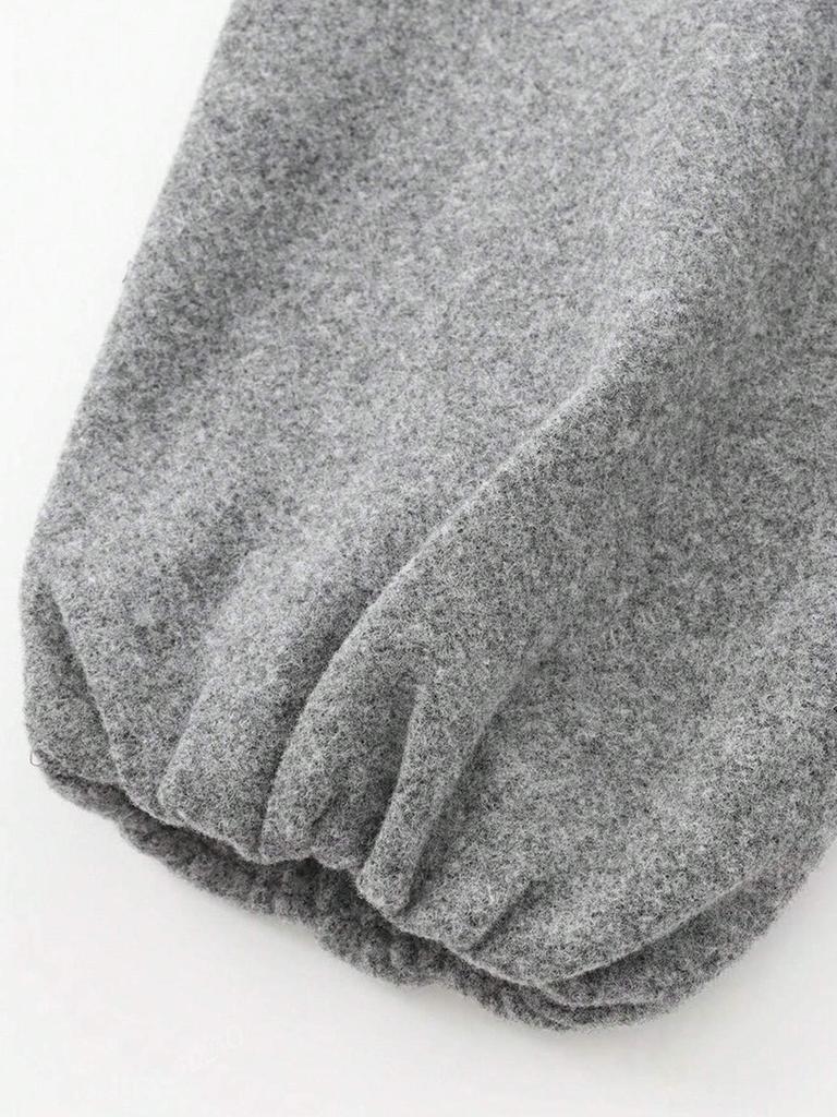 Women's Autumn/Winter Bomber Jacket - Round Neck, Drop Shoulder, Lantern Sleeve, Street Style Zip Cardigan