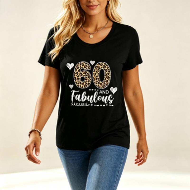 60th Birthday Shirt For Unisex Vintage Heart 60 And Fabulous Leopard Print Summer Short Sleeve Tshirt Fabulous Birthday Tshirts