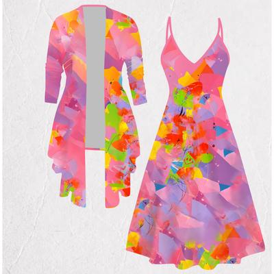 Комплект Платье Пальто с 3D-принтом на День святого Валентина, Эксцентричный Классический Тотемный Модный Принт, подходит для Различных Сцен Модные Стили