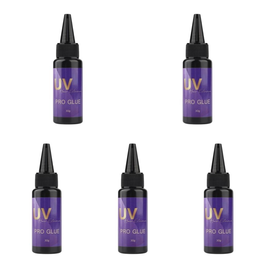 5*30g UV Hair Extension Pro Glue, 5s Fast Curing Invisible Waterproof Resin Adhesive, No Damage Hair Bond Glue For Salon Professional Hair Extensions