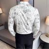 Высококачественная мужская рубашка с принтом, модная облегающая рубашка с длинным рукавом, элегантная повседневная рубашка, мужские топы с отложным воротником, шикарная одежда