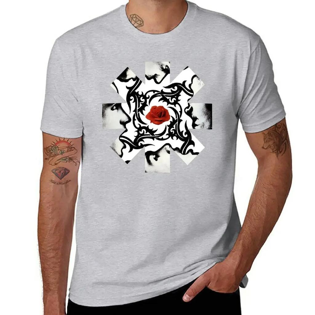 Red Rose on Center T-Shirt tops Aesthetic clothing big and tall t shirts for men