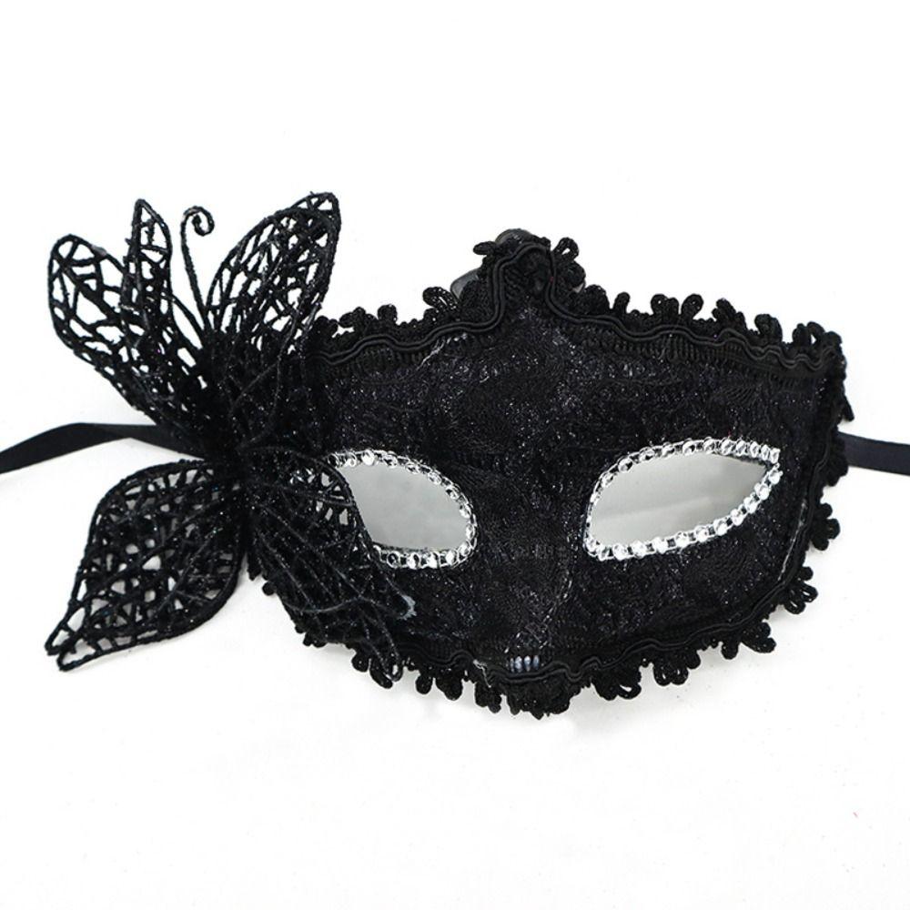 Halloween Dressing Halloween Party Mask with Rod Half Face Cover Butterfly Hand Hold Mask Cosplay Prop Exquisite Masquerade Mask