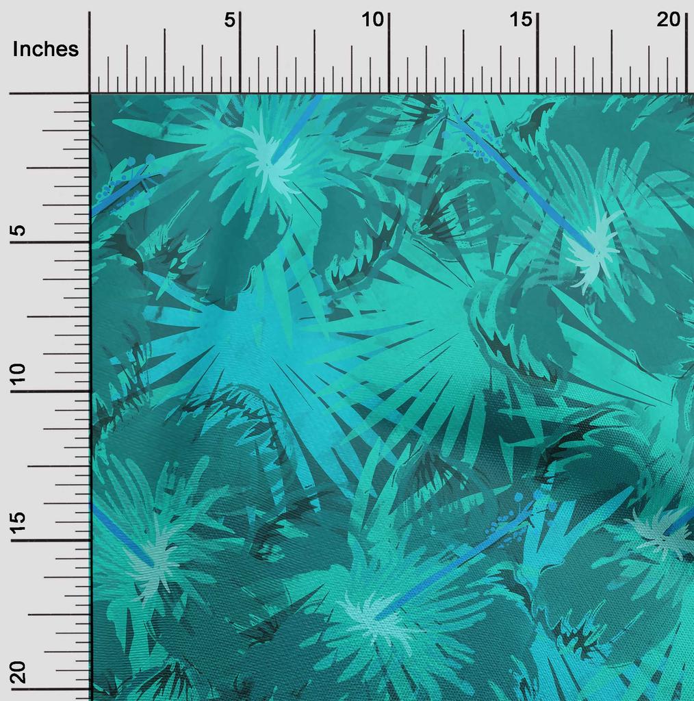 oneOone Хлопковая гибкая темно-бирюзово-зеленая ткань, тропические абстрактные листья, шитье, ремесленные проекты, принты на ткани в ярдах, 40 дюймов