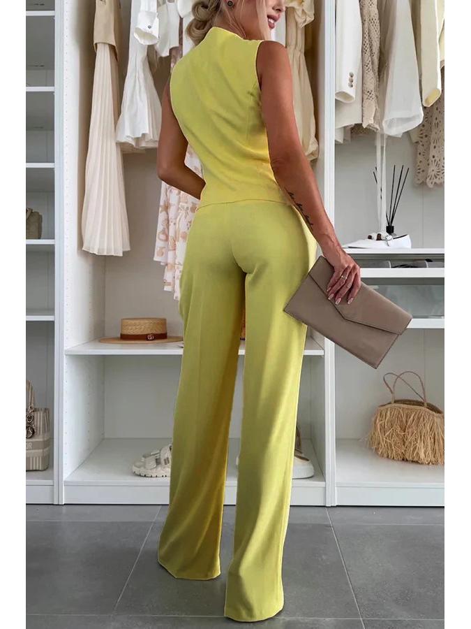 2025 Женский элегантный комплект с V-образным вырезом: жилет и длинные брюки