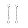 2pcs/set Black Or Silvery Unisex Punk Stainless Steel Cross Cone Feather Chain Pendant Hoop Earrings Ear Stud Jewelry Set