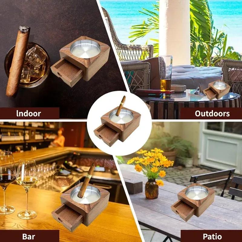 Деревянная пепельница для сигар, Мужская уличная пепельница для сигар, Аксессуары для сигар, Мужские аксессуары для виски