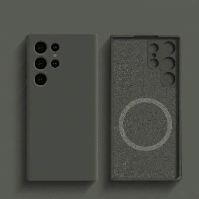 Магнитный чехол из жидкого силикона для Magsafe Для Samsung Galaxy S25 S24 S23 Ultra Plus Беспроводная зарядка Задняя крышка Аксессуары