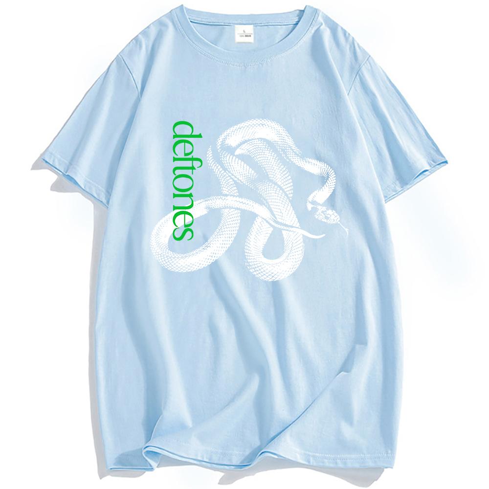 Унисекс хлопковая футболка с графикой змеи Deftones - Повседневная с коротким рукавом стандартной посадки