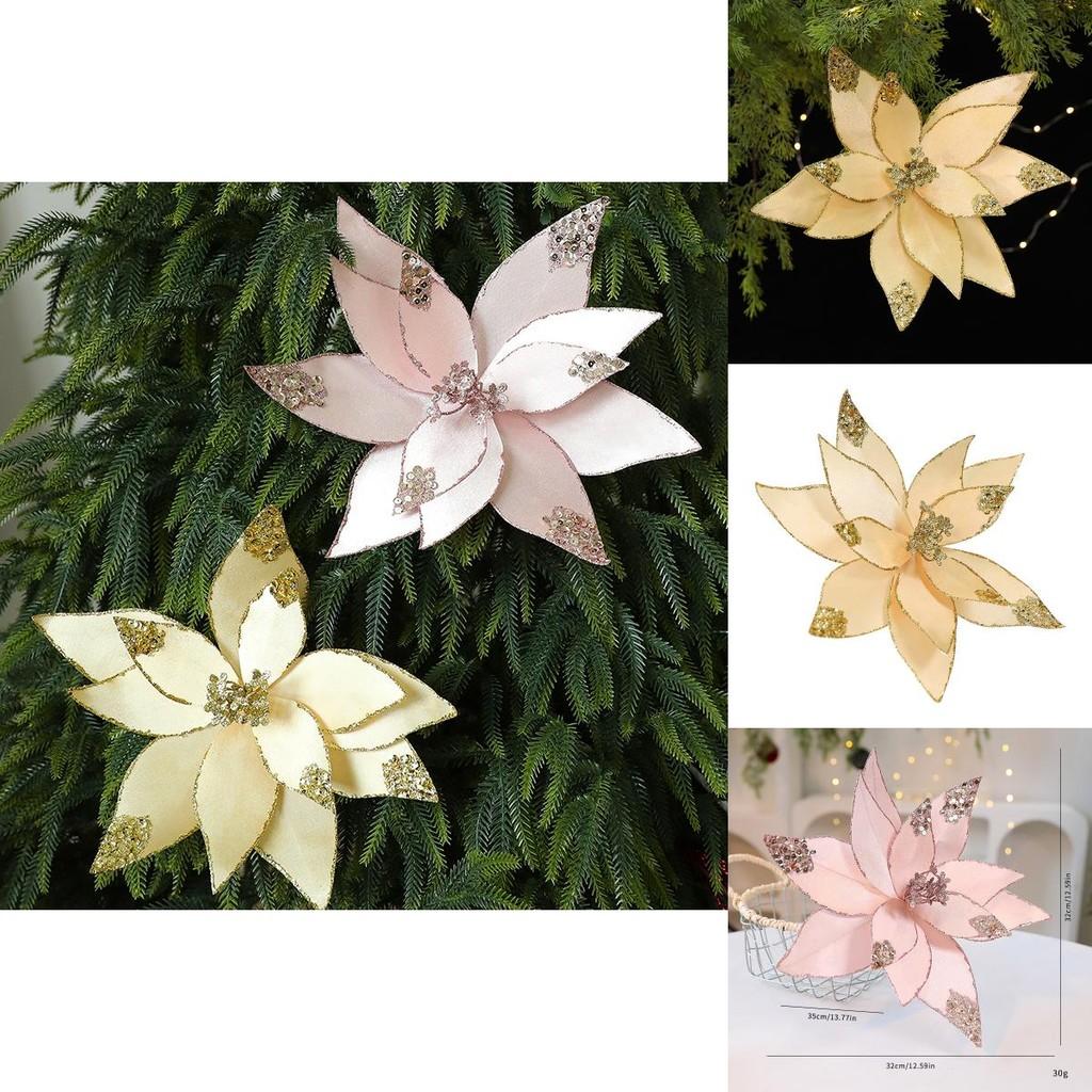 Holiday Artificial Flower Decor With Fabric For Christmas Celebration Decor