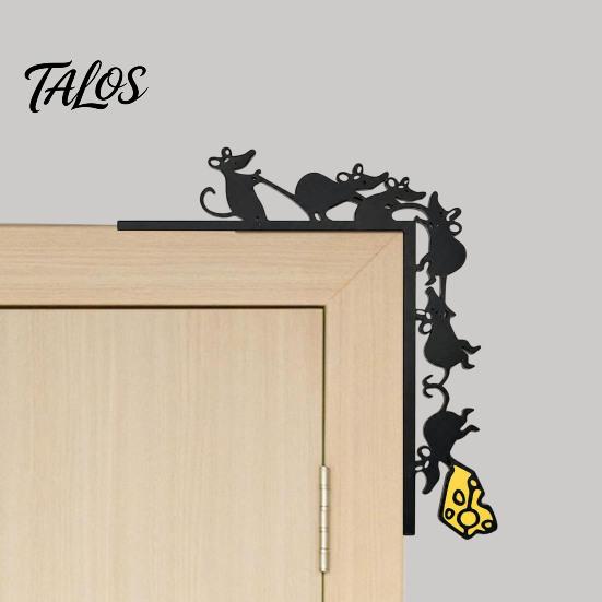 Whimsical Room Corner Decor Metal Mouse Door Topper, Funny 6 Mice And Cheese Slice Frame Decor, Unique Craft Cute Rats Wall Art Sign for Living Room,