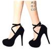 Women's 140mm Round Toe Cross Ankle Strap Platform Pump High Heel Pumps Heels Party Wedding Dress Shoes