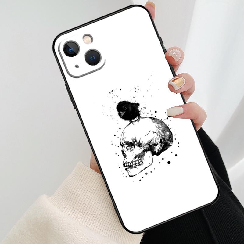 Чехол для телефона 'Череп ворона' для iPhone 17 Pro Max 16 15 11 13 12 14 Pro Max mini 15 16 Plus 16e 17 Air Cover