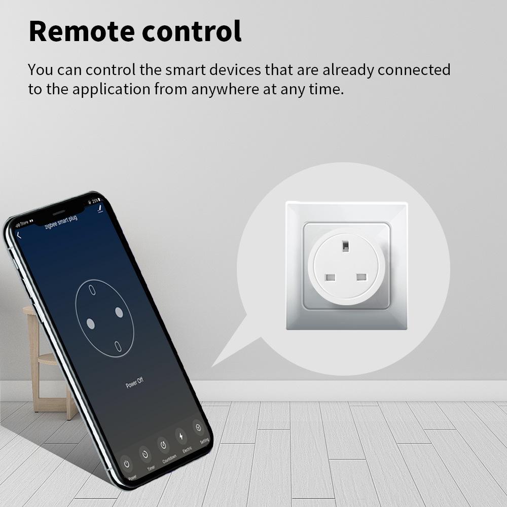 Умная розетка Graffiti Zigbee, стандарт UK, 16А, совместимая с Alexa, с счетчиком энергии.
