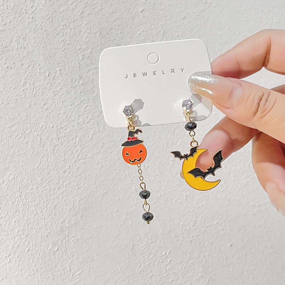 Hat Cartoon Ghost Bat Halloween Dangle Earring Women Ear Studs Halloween Earrings Dangle Ear Hook