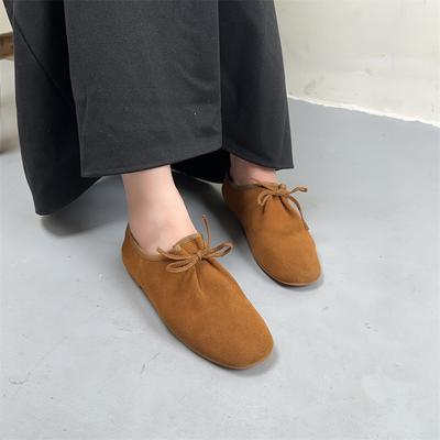 Туфли на плоской подошве из коровьей замши, универсальные, удобные, с мягкой подошвой, женские туфли без застежек