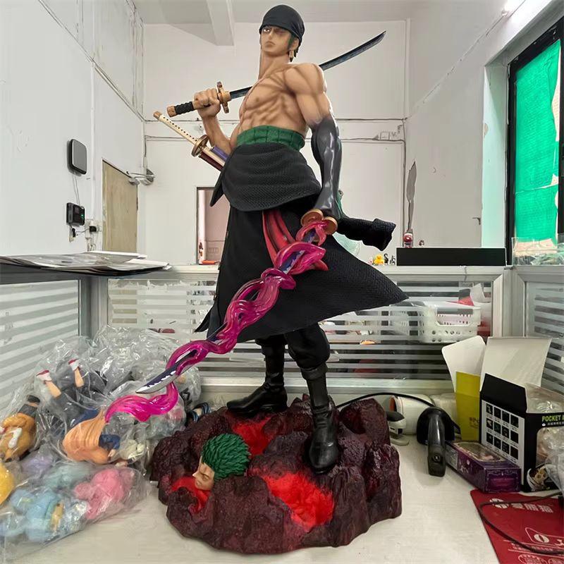 New 73CM One Piece GK Platform Large Knife Carrying Double-Headed Carving Scene Statue Box Handheld Model Toy for Collectors