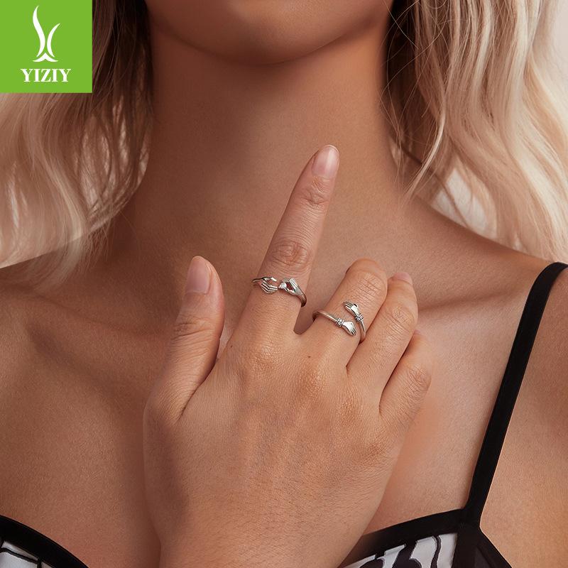 925 Sterling Silver Open Love Passing Ring Female, Simple Modern Fashion Design Amazon