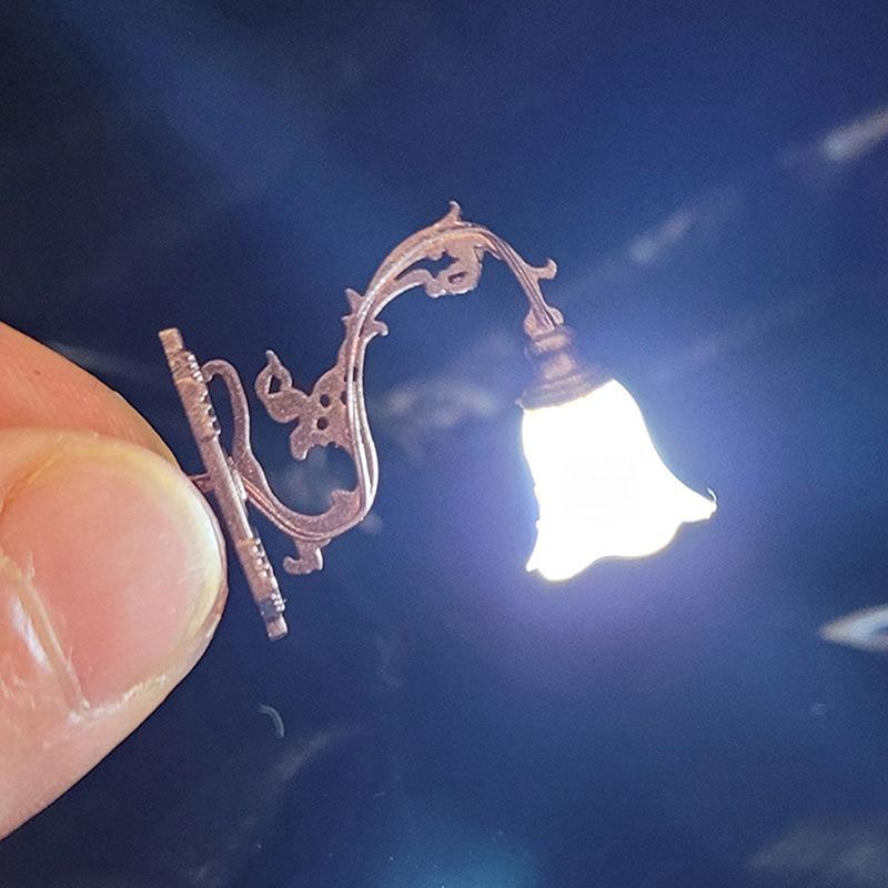 2Pcs 1/12 Dollhouse Wall Lamp Model Garden Yard Chandelier Sand Table Led Light