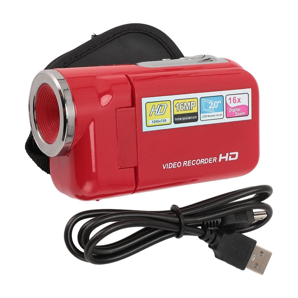 Digital Video Camera Recorder 1080P HD 16MP Portable DV Camcorder 16X Digital Zoom 2in Screen 128GB