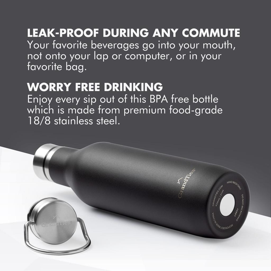 Бутылка для путешествий GRANDTIES 620 мл 6 цветов с 2 типами крышек Бутылка из нержавеющей стали Вакуумная изоляция двухслойной структуры Сохраняет холод 24 часа