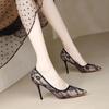 Fashion Breathable Lace Mesh High Heels Women's 2025 New Summer Niche Temperament Pointed Toe Stiletto Single Shoes