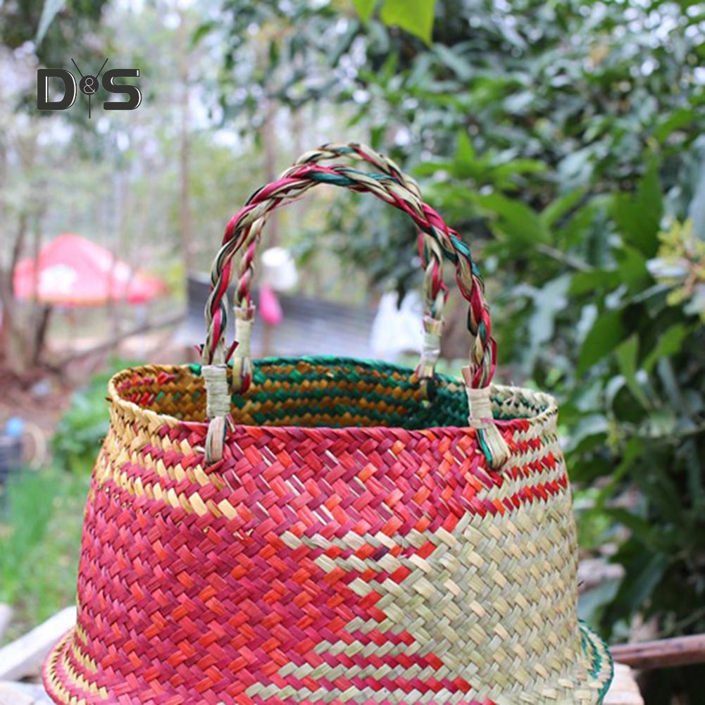 Dayuansheng складная соломенная плетеная корзина для хранения ручка садовый цветочный горшок мешок для белья