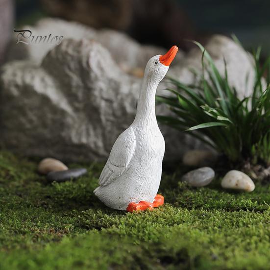 Realistic Goose Sculptures Ornament, Miniature Resin Figurine, Garden Statue Statues for Outdoor Micro Landscape Bonsai Patio Decor Decorative