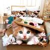 Комплект постельного белья с 3D-принтом и милым котом, пододеяльник из микрофибры с изображением животных и наволочками для двойни для девочек-подростков
