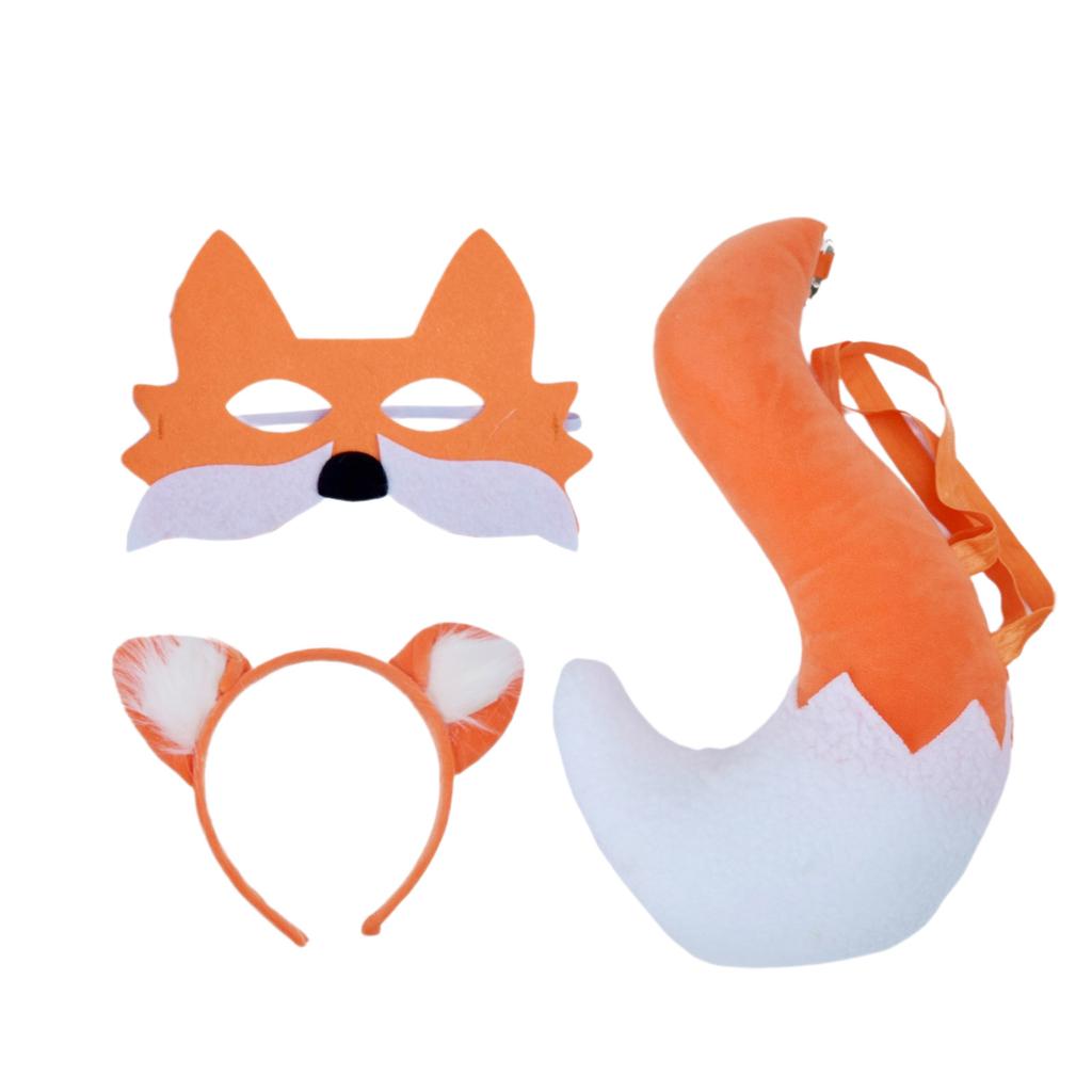 Long Fox Tail Fox Ears Headband Fox Tail and Ears Set Furry Fox Tail Fox Ear Headband Hair Hoop Faux Fur Fox Tail Kits