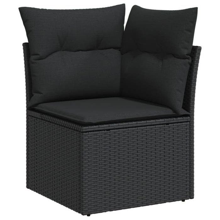 VidaXL Salon de Jardin avec Coussins 8 pcs, Canapés de Terrasse, Ensemble de Meubles de Patio, Mobilier d'Extérieur, Noir 3256090