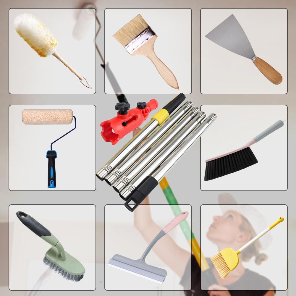 Удлинитель для кисти с регулируемым углом наклона, выдвижная удлинительная штанга для малярного валика, телескопическая штанга, инструмент для окантовки краски для высоких потолков