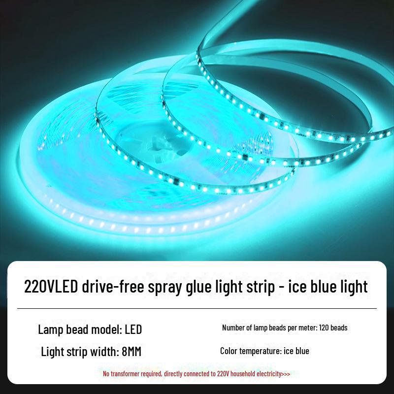 220V LED Self-Adhesive Linear Light Strip, 2835 Soft Light for Troughs and Counters, Driver-Free.