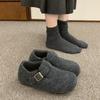 Sweet and cool~ Winter woolen velvet with wide-leg pants inner heightening thick-soled Boken shoes women's cotton shoes Mao Mao shoes