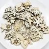 50Pcs Christmas Wooden Decoration Confetti Snowflake Xmas Tree Elk Star Wood Ornaments Diy Christmas Party Dinner Table Decor