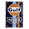 Gulf Heuer Ретро Металлическая Табличка Настенный Декор для Мужской Пещеры Коллекционный Автомобильный Декор