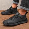 High Quality Leather Shoes Men's Platform Outdoor Anti Slip Casual Walking Wear-resistant Training Flat Bottomed Driving Shoes