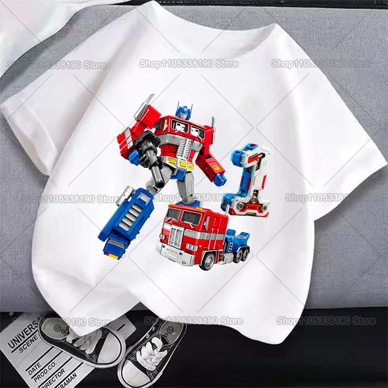 Optimus Prime Children Birthday Number T Shirt Transformers Clothes Party Cartoon Print Boys TShirt Short Sleeve Tops Tee Gift