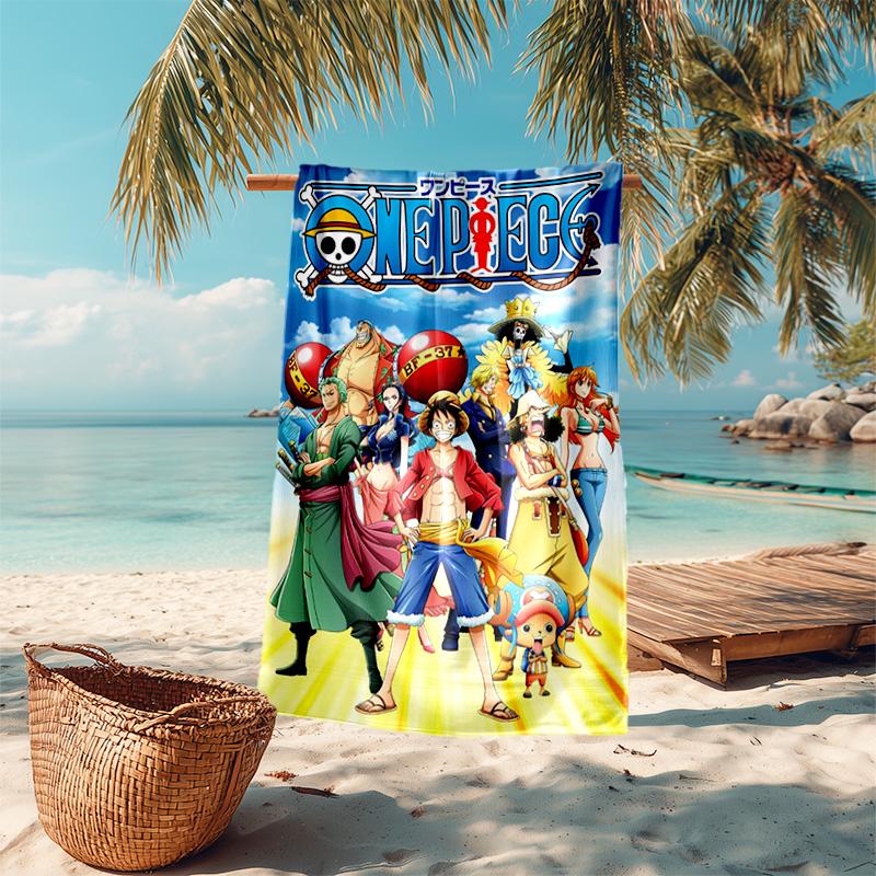 Classic Japanese element cartoon ONE PIECE Monkey D. Luffy beach towel outdoor camping vacation swimming beach towel outdoor absorbent bath towel Y18