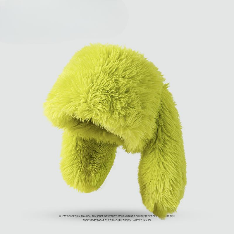 Милая плюшевая шапка с кроличьими ушками для зимы для женщин, утолщенная, теплая, морозостойкая, персонализированная, защита ушей, шапка Baotou