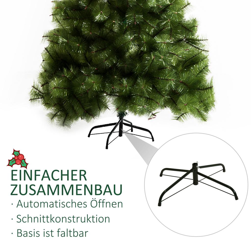 Artificial Christmas Tree 210 cm Green with Silver Accents and Metal Stand