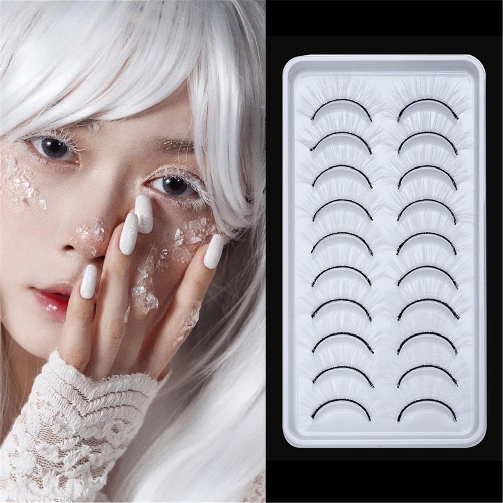 Cosplay Wispy Reusable Natural Fluffy False Lashes Cosplay False Eyelashes White Lashes