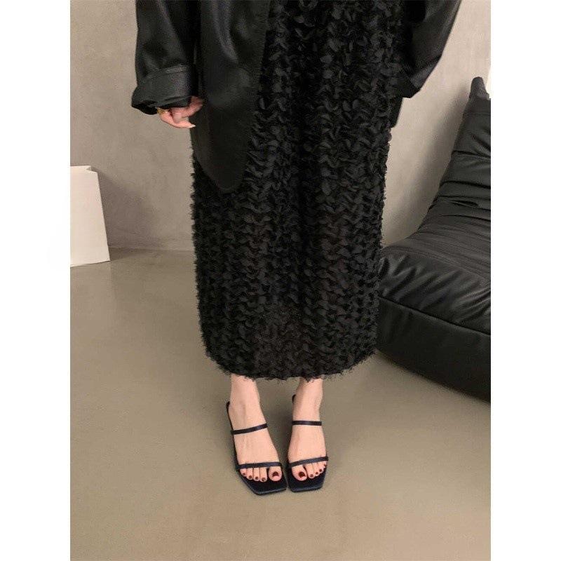 Модный брендовый дизайн, нишевый французский односложный сандалии на высоком каблуке, женская обувь, летние босоножки на танкетке, тапочки на высоком каблуке