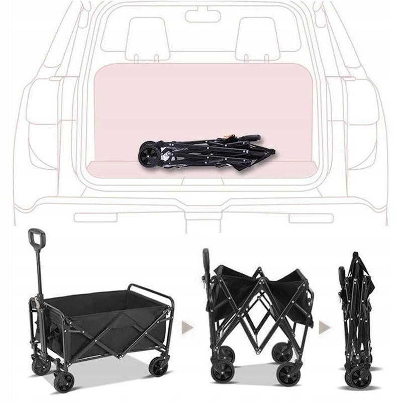 Large Foldable Beach Travel Cart with Trailer 120L