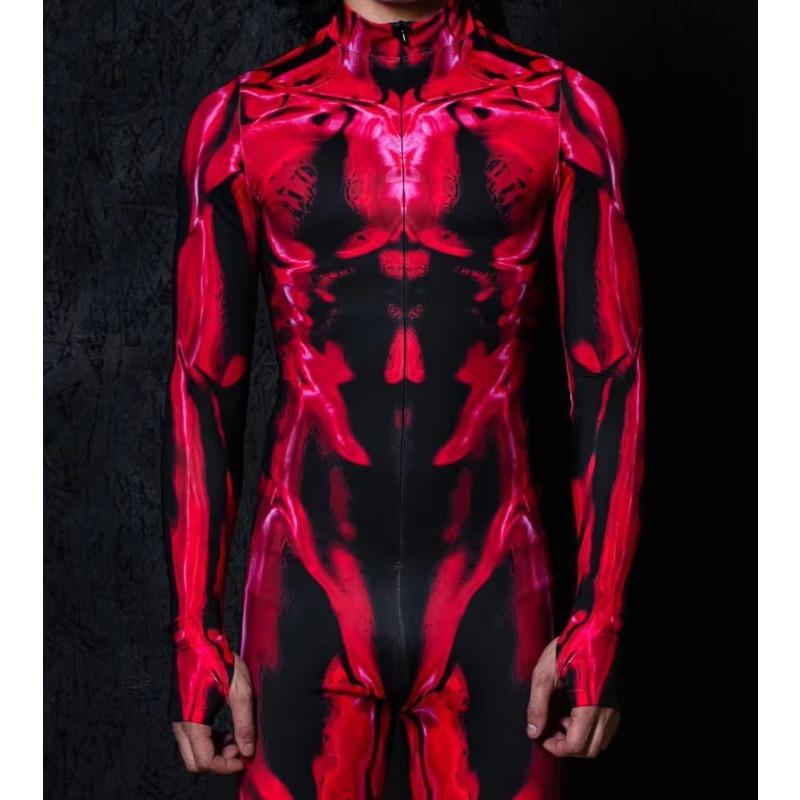 Колготки на Хэллоуин с 3D-цифровой печатью для взрослых, цельный костюм для косплея, мужской сценический комбинезон для танцевальной вечеринки